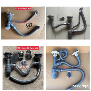 Bộ Xi Phông Xả Chậu Rửa Bát Cho Chậu INOX Bộ Xả Chậu 1 Hộc 2 Hộc Chậu Đúc Chậu 110mm 140mm Chậu Đá