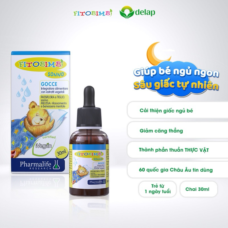 Siro Ngủ Ngon Cho Bé Fitobimbi Sonno Thuần Thực Vật Hỗ Trợ Bé Ngủ Ngon, Sâu Giấc Chai 30ml