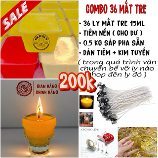Combo làm 36 ly mắt tre 15ml nến bơ cúng dường, nến bơ cúng phật