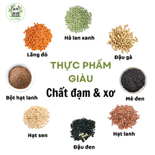 100g đậu đen, hà lan xanh, đậu gà, hạt lanh, lăng đỏ, mè đen, hạt sen