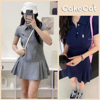 Váy Thun Nữ Cổ Polo Chất Cotton Mát Tay Ngắn Váy Dáng Ngắn Xòe Phong Cách Trẻ Trung Hàn Quốc Cakecat