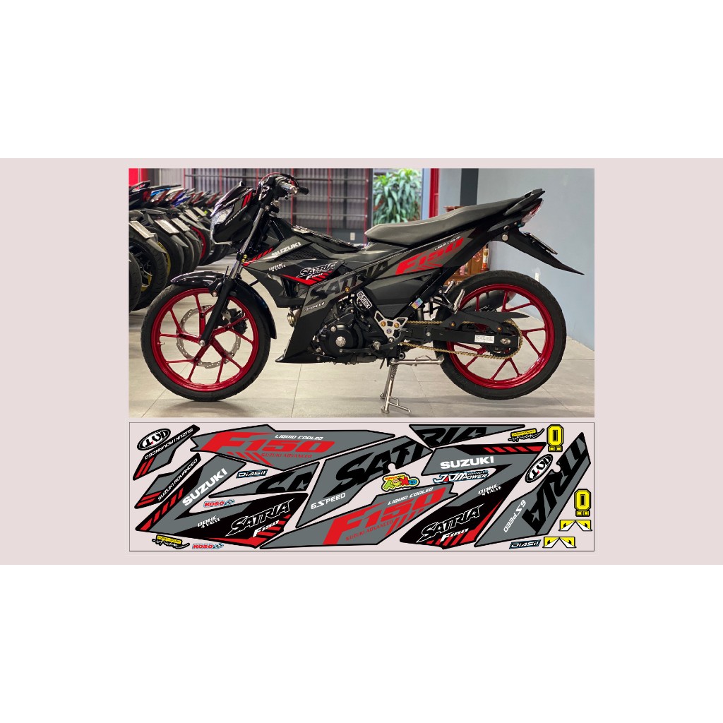 TEM ZIN SATRIA ĐỎ ĐEN BẠC DÁN XE ĐEN 