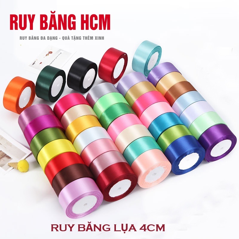 Ruy băng lụa 4cm cuộn 20m làm hoa, cột nơ, gói quà cực đẹp