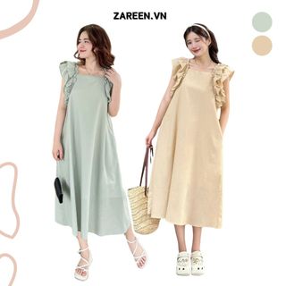 Zareen | đầm linen dáng dài tay bèo zareen dax84