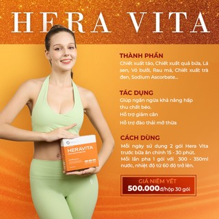 Hera vita - giúp ngăn ngừa khả năng hấp thu chất béo - hỗ trợ giảm cân - đào thải mỡ thừa - hộp 30 gói
