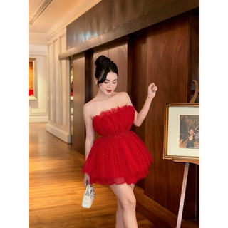 Đầm lưới quây xoè đính ngọc : 730k s/m