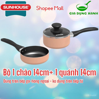 Nồi Nấu Bột Chống Dính Nắp Kính SUNHOUSE SHG-MP14 Kích Thước 14cm Không Dùng Trên Bếp Từ