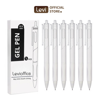 Bút bi bấm LoviOffice LV123 màu trắng đơn giản, sang trọng, mực khô nhanh chóng