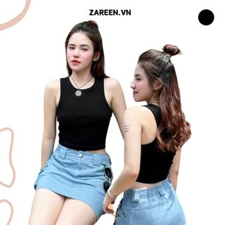 Zareen | áo thun croptop 3 lỗ zareen oal04 đen