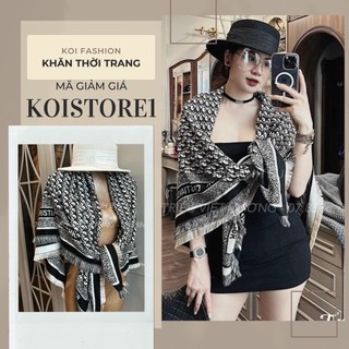Hàng cao cấp| khăn dạ ép d.i.o.r cao cấp, khăn choàng full box dạ ép lông sang trọng khổ 1m3x1m3