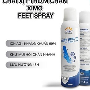  Chai xịt thơm chân Ximo Spray lọ 200ml có tác dụng khử mùi hôi chân,hôi giày ngăn tiết mồ hôi và khử khuẩn hiệu quả 