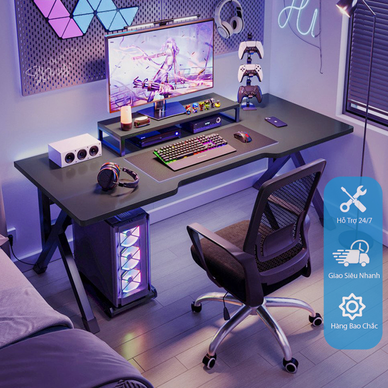 Bàn Làm Việc, Bàn Gaming Nội Thất Măng chữ K, U, Z nhiều phiên bản, mặt gỗ 1m2, 1m thiết kế đẹp