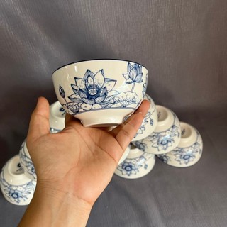 Bộ gốm sứ chén ăn cơm 11.5cm họa tiết hoa sen