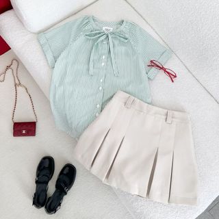 Taly - áo kiểu cột nơ ruby