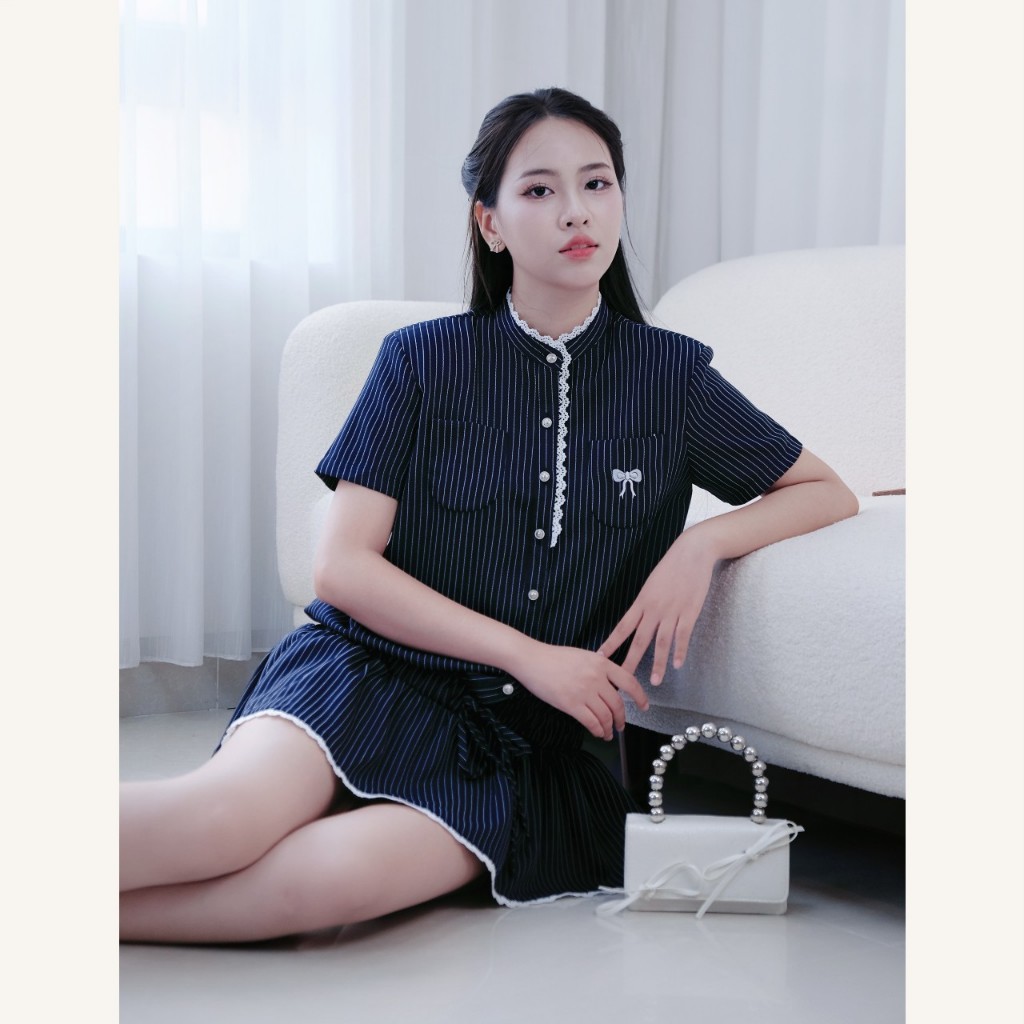 Set jumpsuit nữ sang chảnh, set bộ áo váy liền quần thêu nơ Linly Store J-JS2 | BigBuy360 - bigbuy360.vn