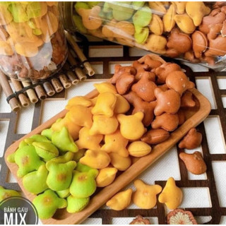 1Kg Bánh Gấu Nhân Kem Mix 3 Vị ( Truyền Thống - socola - Chùm Ngây) Ăn Vặt Mập Nè Food