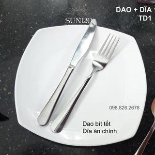 Dao nĩa ăn bít tết inox TRƠN dày đẹp sáng bóng bộ dao dĩa thìa inox ăn steak