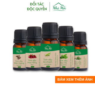 Tinh dầu Nhà Mộc nguyên chất các mùi, tinh dầu Sả Chanh, Bạc Hà nguyên chất chai 10ml, 50ml và chai tinh dầu treo xe