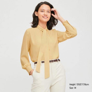 Áo sơ mi nữ dài tay thắt nơ Uni