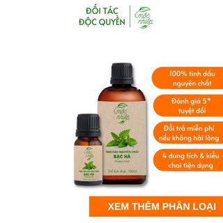 Tinh dầu Bạc Hà Mộc Nhiên nguyên chất có kiểm định tặng kèm que khuếch tán
