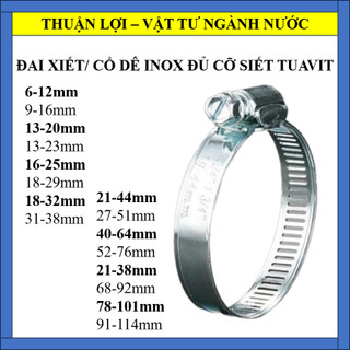 Đai siết - cổ dê - quai nhê inox đủ size vặn tua vít