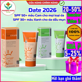  Kem Chống Nắng Suncream Maxibac SPF 50+ Cam cho mọi loại da SPF 30+ Xanh cho da dầu mụn-Tuýp 40ml 