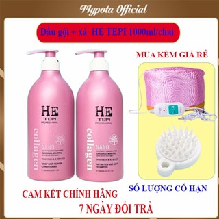 Dầu gội xả collagen HE Tepi Hồng 1000Ml mượt tóc hương nước hoa, kiềm dầu, chống rụng tóc