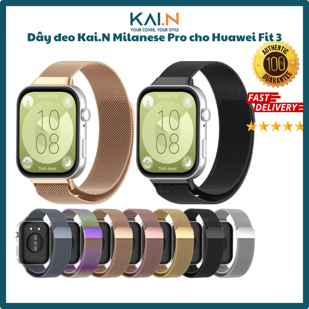 Dây Đeo Thép Thay Thế Dành Cho Huawei Watch Fit 3/ Watch Fit 4/ Fit 4 Pro, Kai.N Milanese Pro Huawei