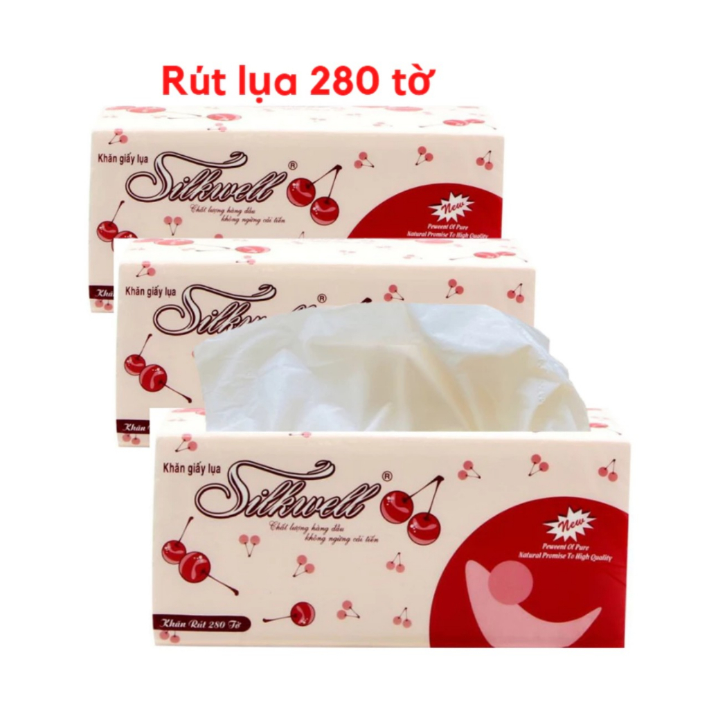 Khăn giấy ăn rút lụa silkwell 280 tờ siêu dai mềm mịn