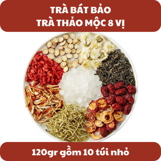  trà thảo mộc bát bảo đẹp da giảm mun thanh nhiệt hạ hoả set 120g 10 gói nhỏ cúc tiến vua bông kim ngân sơn tra táo đỏ 