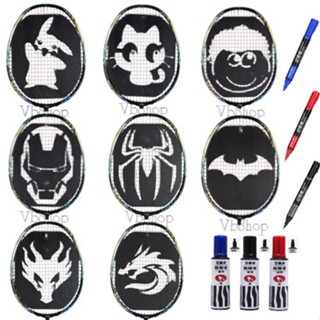 Khung sơn logo vợt cầu lông hình nhận vật phim truyện siêu ngầu cá tính tặng kèm bút sơn