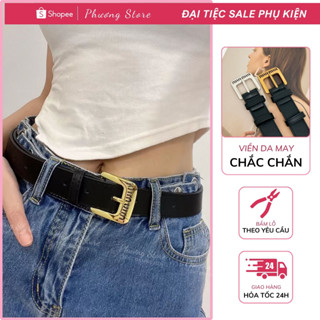 Thắt Lưng Bản To Nữ 3CM Mặt Khóa Chữ MIUMIU Mạ Vàng Tắng Cao Cấp, Dây Lưng Nữ Thiết Kế Khóa Luồn Basic T14