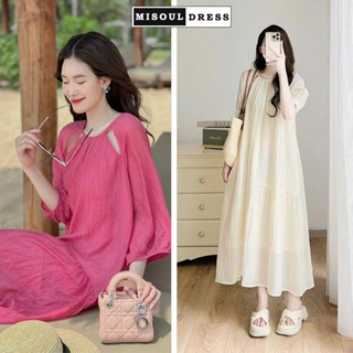  Đầm váy bầu maxi chất voan đũi 2 lớp mềm mát dáng babydoll suông dài khoét cổ sexy điệu đà đi biển đi chơi đi làm 603 