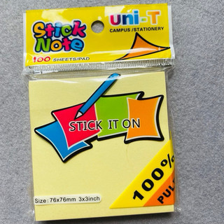 Giấy note vàng Uni-T 3x2/ 3x3/ 3x4/ 3x5 ( xấp 100 tờ )