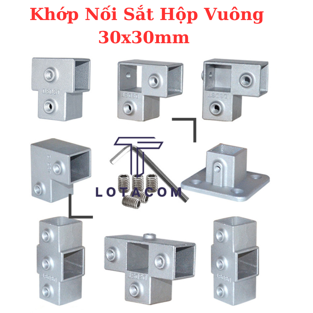Khớp nối sắt hộp vuông,khớp nối nhanh 30mmx30mm Lotacom Decor