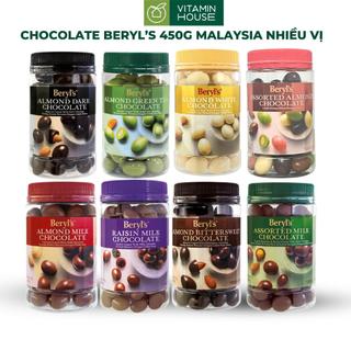 Socola beryl's nhân hạnh nhân, nho khô hộp 450g