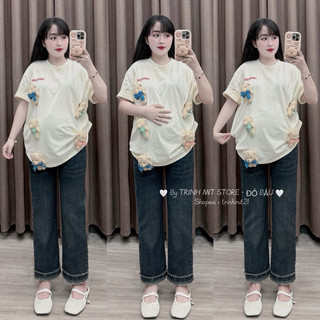 QUẦN BẦU ỐNG ĐỨNG RÁCH GẤU 070 (Ảnh Thật Shop Chụp)