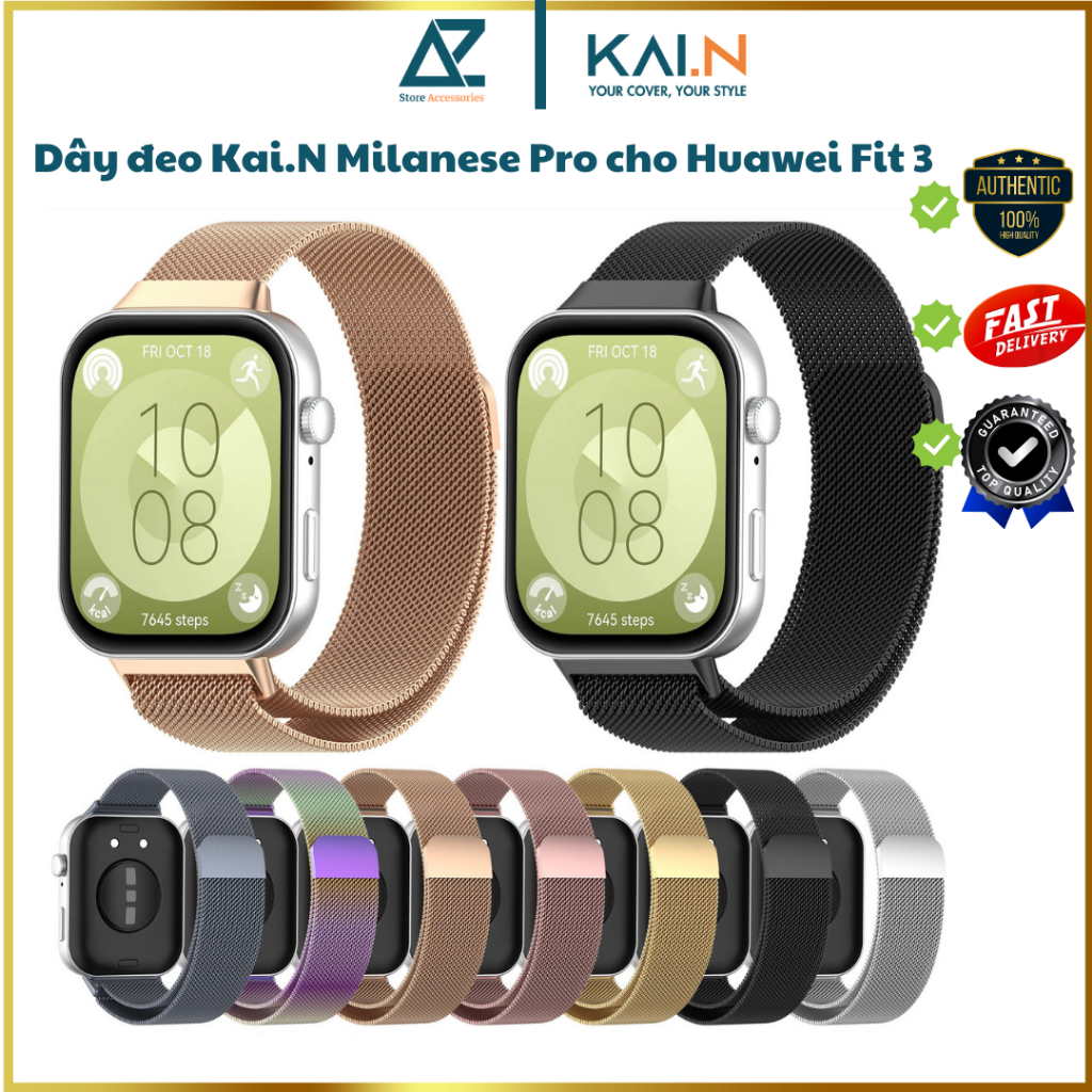 Dây đeo thép thay thế Kai.N Milanese Pro cho Huawei Watch Fit 3/ Watch Fit 4/ Fit 4 Pro