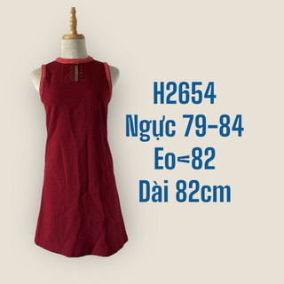 H2654 đầm đỏ cộc tay dạo phố 2hand si tuyển