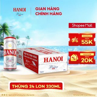 Thùng 24 lon bia hanoi premium khuyến mại hè - habeco