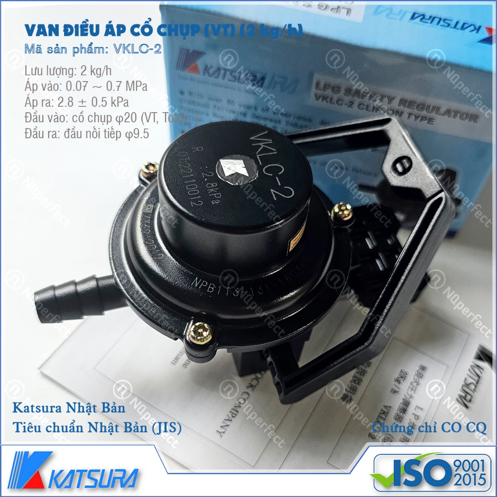 Van chụp bình gas/ Van điều áp cổ chụp (VT) KATSURA VKLC-2 2kg/h - Hàng nhập khẩu JAPAN (Bảo hành 2 
