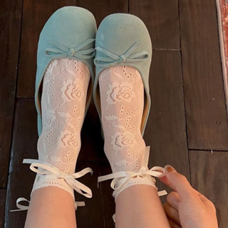 Tất Vớ Ren Hoa Nơ Ruy Băng Phong Cách Lolita Đáng Yêu, Tất Vớ Cổ Ngắn Thun Ren Co Giãn by.Lisa