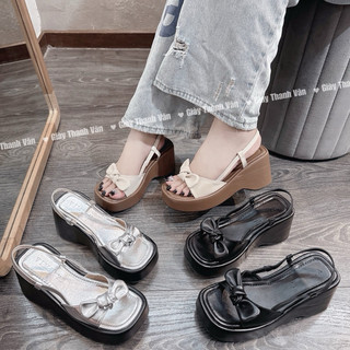 Sandan gót nơ cao 7 phân 3 màu nhẹ xinh