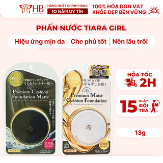 Phấn nước Tiara Girl TG Premium Moist Cushion Foundation Nhật Bản siêu mịn, mỏng nhẹ tự nhiên