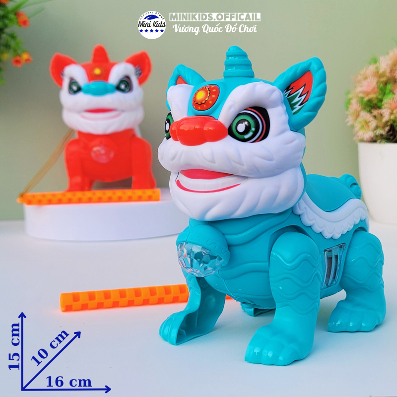 Đèn lồng trung thu hình con Lân chạy pin (có tặng kèm) có đèn, nhạc và cán treo - MiniKids Toy