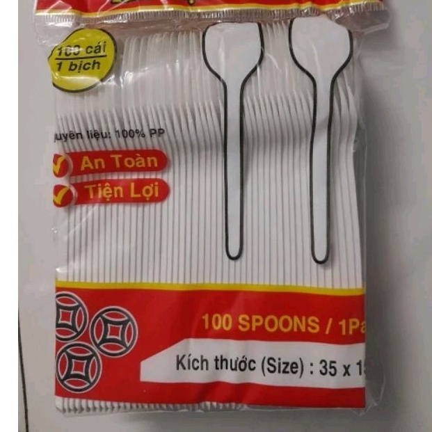 [Bịch 100cái] Muỗng nhựa Trắng / Đen / Xanh lá/ Vàng 15cm, 20cm dùng 1 lần