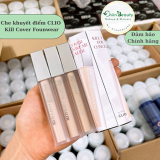 Mẫu mới - Kem che khuyết điểm CLIO Kill Cover Founwear Concealer che phủ cao, mỏng nhẹ Chiin Beauty số 02, 03, 04