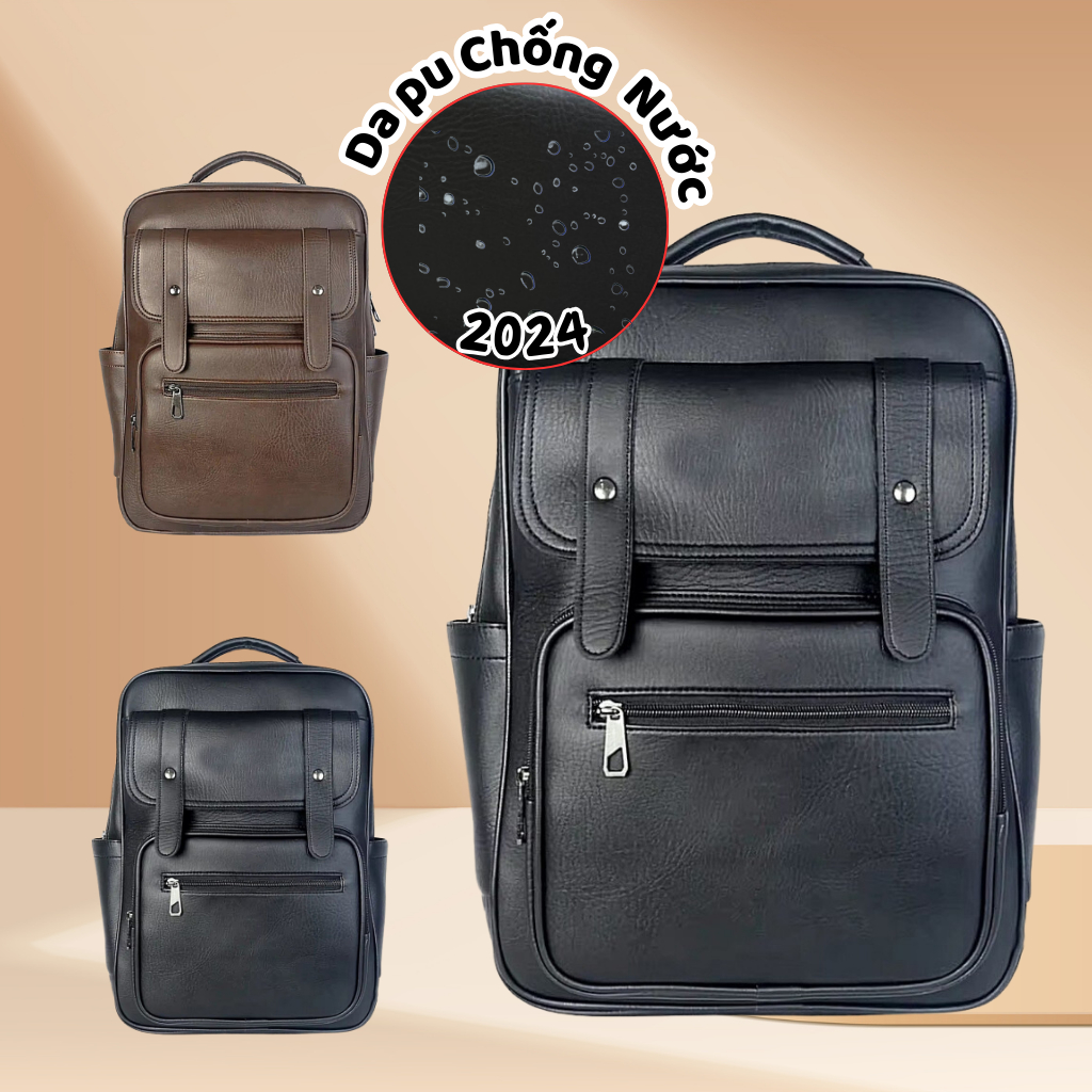Balo da nam nữ thời trang chất da pu cao cấp chống nước đựng laptop 15.6 inch đi học đi chơi BL18