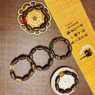 Vòng Tay Trầm Hương Đơn Trụ Trúc - Mộc Thiên Long - Charm Chú Omani