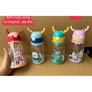 Bình nước sừng hươu có ống hút dây đeo 500ml